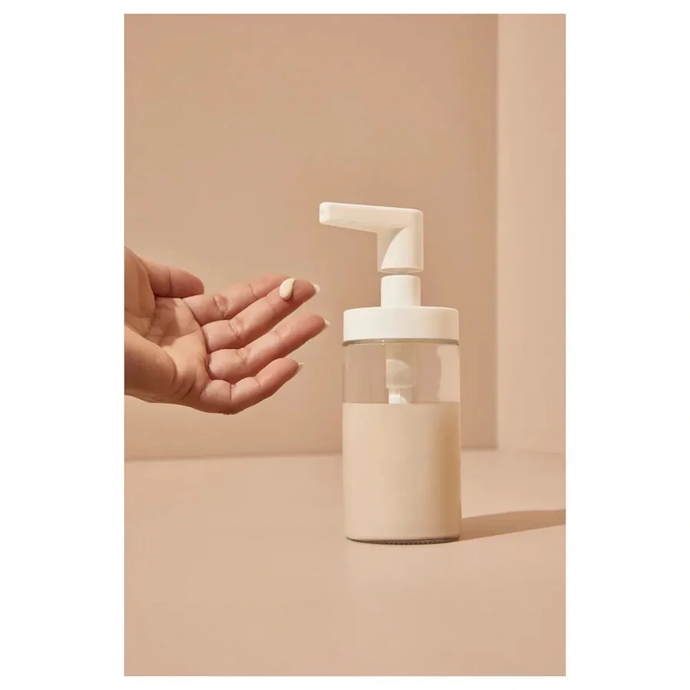Glass Soap Lotion shampoo dispenser white nwt